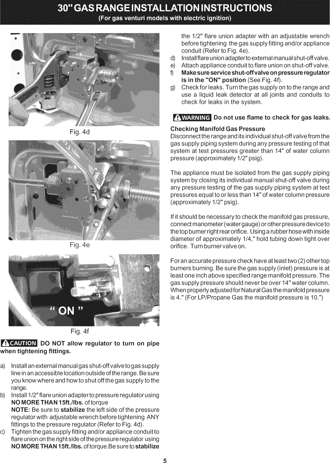 Page 5 of 8 - Crosley CRG3120LWA User Manual  GAS RANGE - Manuals And Guides 1009406L