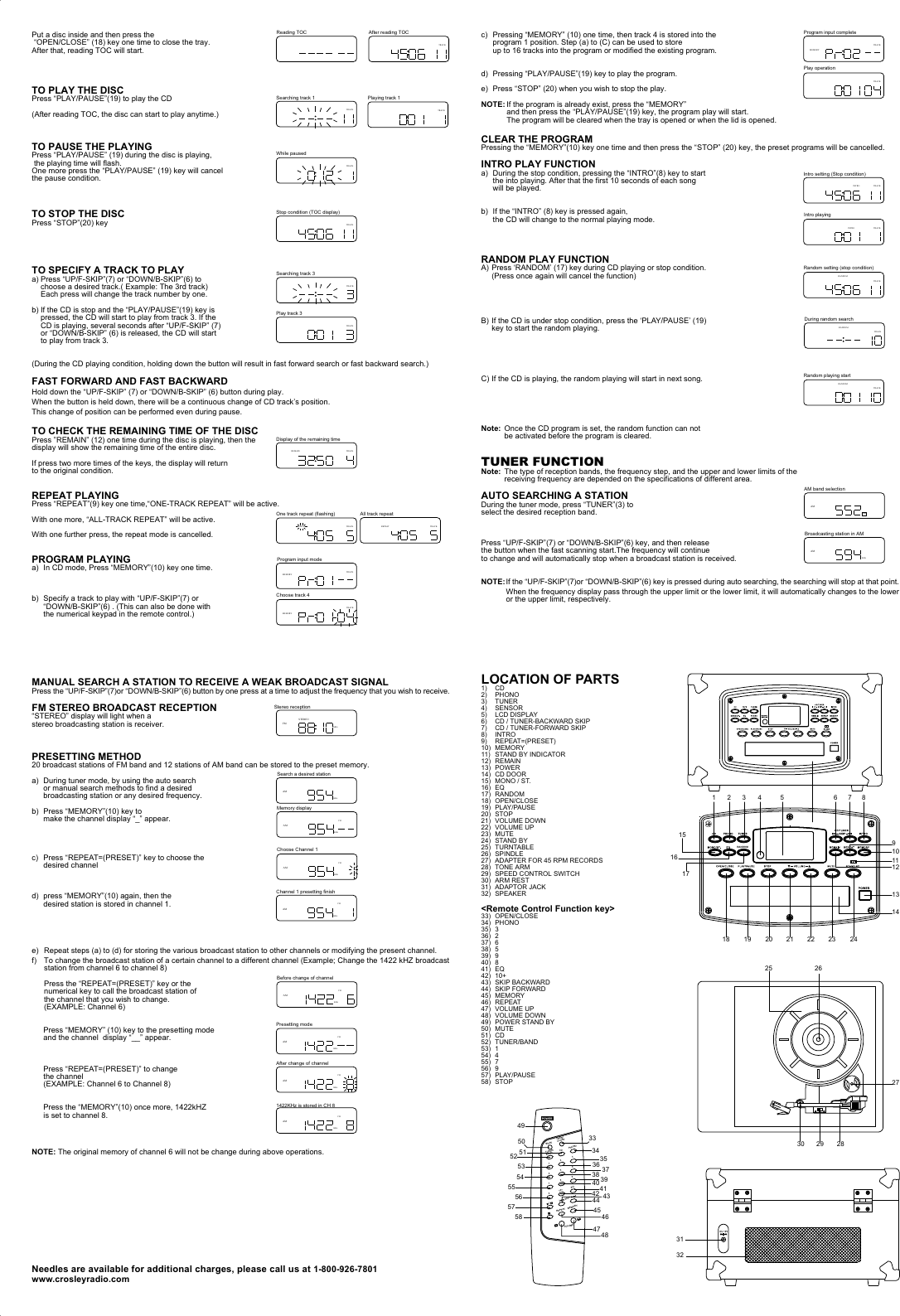 Page 2 of 2 - Crosley Crosley-Cr-54-Cd-Users-Manual- 910-213500-001.FH10  Crosley-cr-54-cd-users-manual