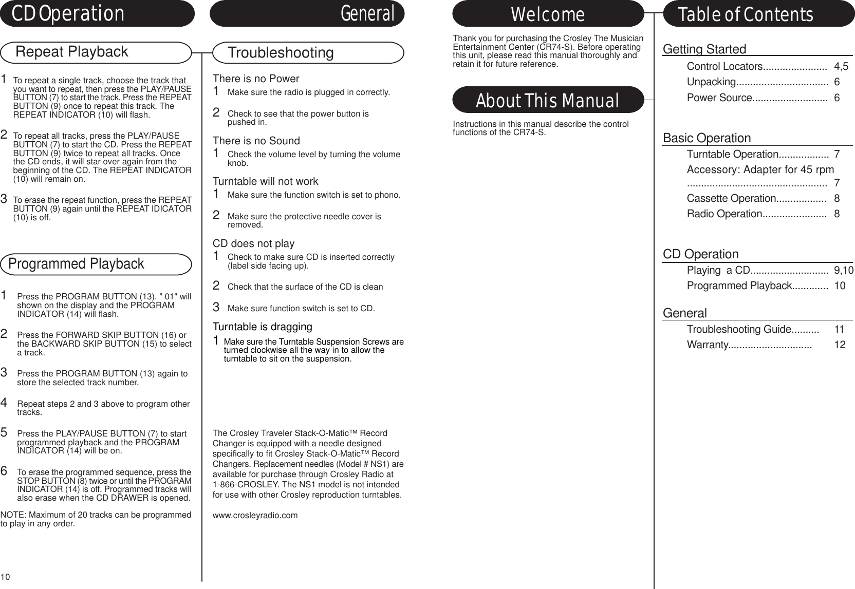 Page 4 of 7 - Crosley Crosley-Cr74-S-Users-Manual-  Crosley-cr74-s-users-manual