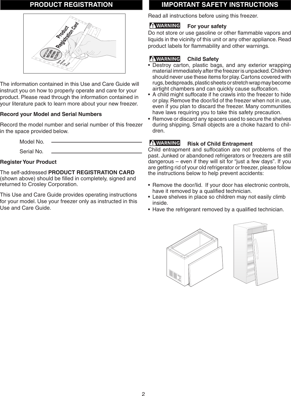 Page 2 of 11 - Crosley Crosley-Defrost--Owner-S-Manual