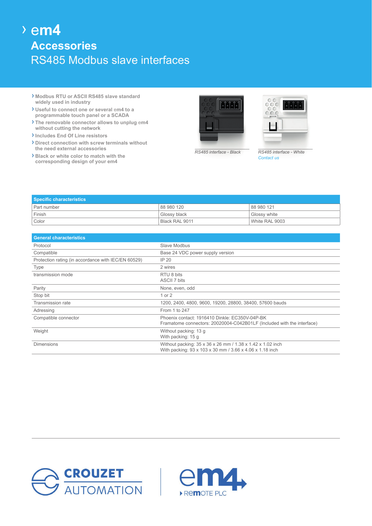 Page 1 of 2 - Datasheet Interface-RS485 UK