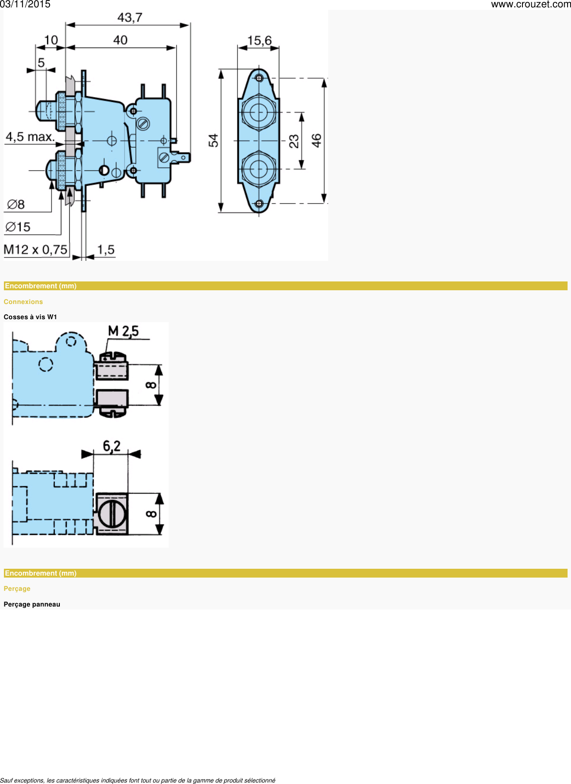Interrupteurs a commande manuelle maintenue 83502 532 unipolaire deux ...