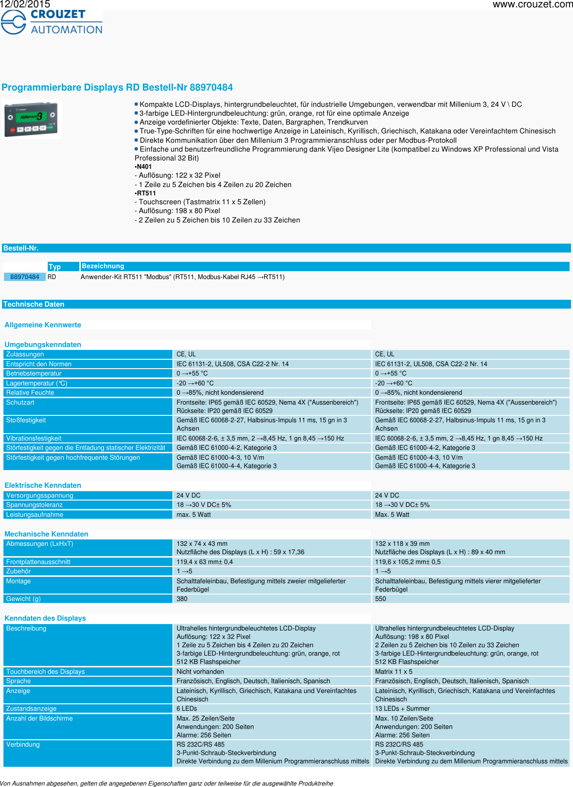 Page 1 of 3 - Logik-controller-millenium-3-zubehor-fur-millenium-3-programmierbare-displays-rd-Bestell-Nr-88970484