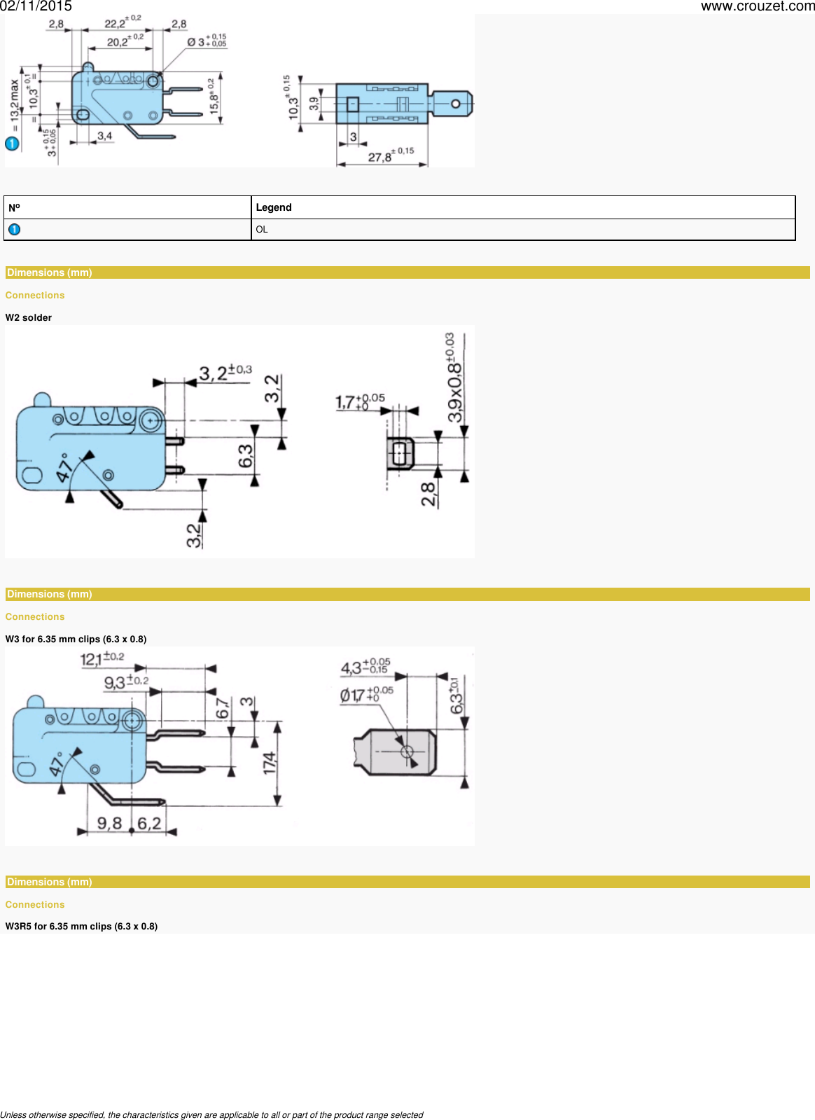 Page 2 of 10 - Micro-switches-miniature-v3-83161-high-release-force-831611-Part Number-83161102