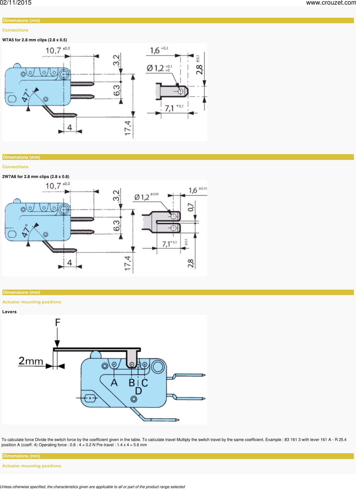Page 4 of 10 - Micro-switches-miniature-v3-83161-high-release-force-831611-Part Number-83161102