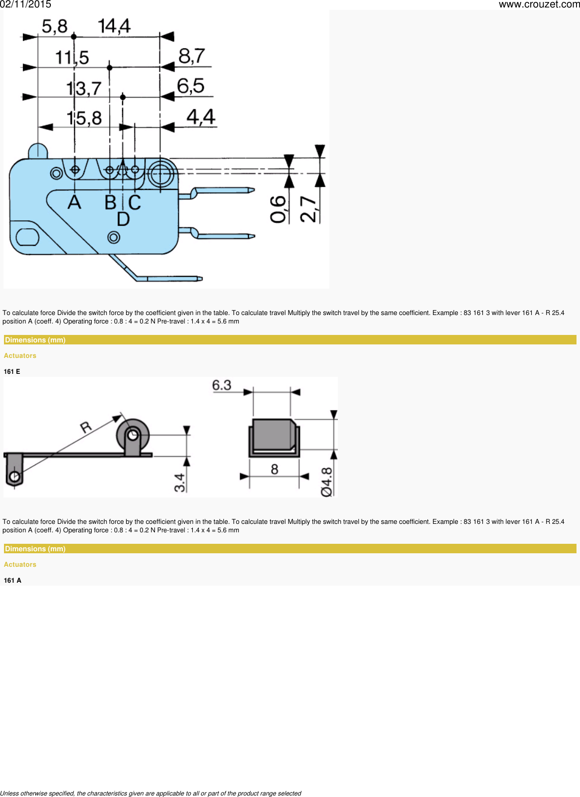 Page 5 of 10 - Micro-switches-miniature-v3-83161-high-release-force-831611-Part Number-83161102