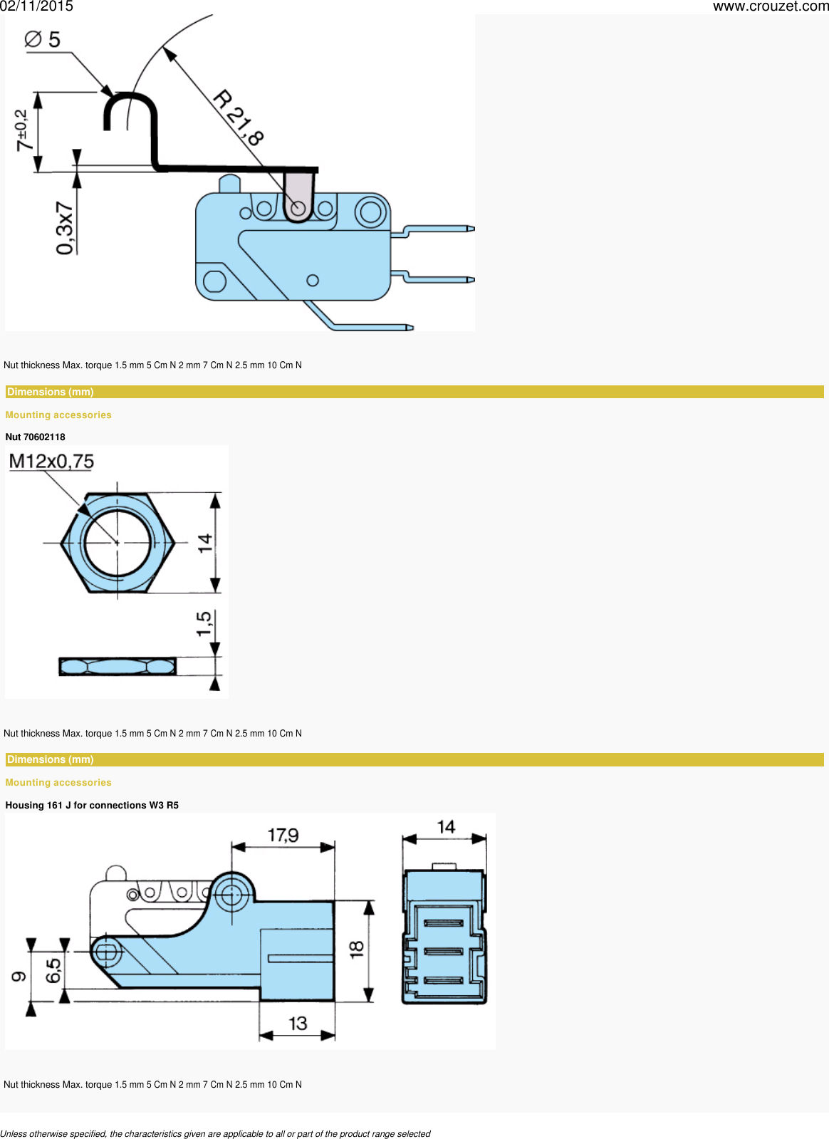Page 8 of 10 - Micro-switches-miniature-v3-83161-high-release-force-831611-Part Number-83161102