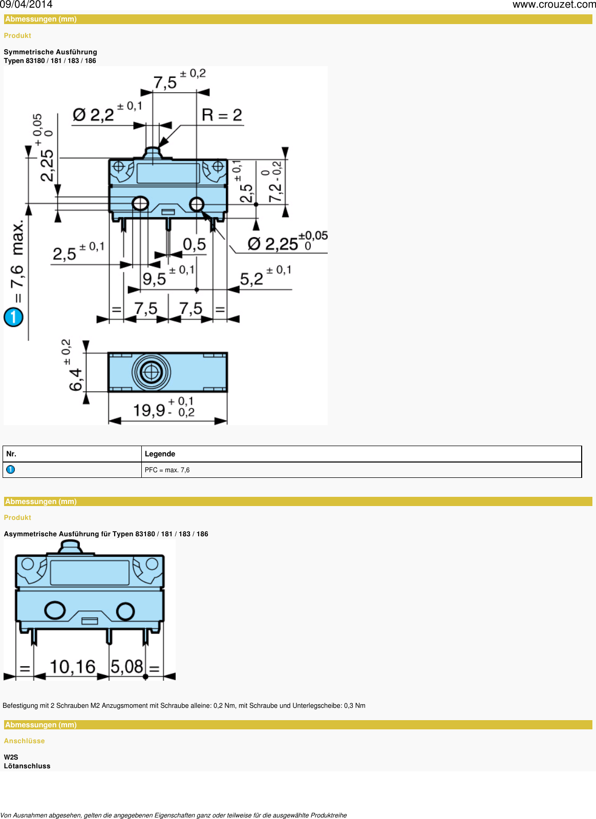 Page 2 of 12 - Mikroschalter-subminiatur-v4-dicht-8318-bi-niveau-83181-Bestell-Nr-831818