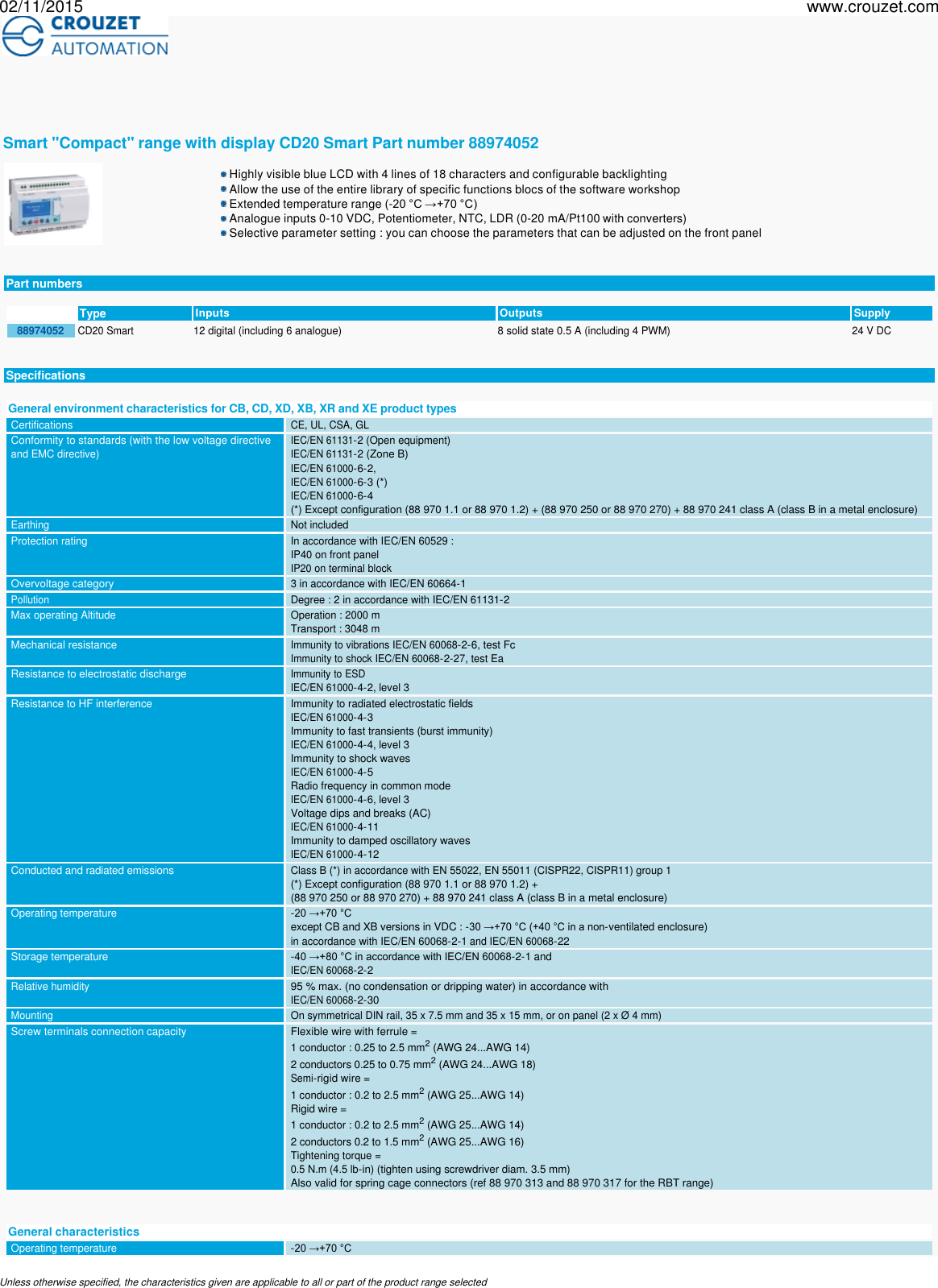 Page 1 of 5 - Millenium-3-logic-controller-millenium-3-smart-smart-compact-range-with-display-cd20-smart-Part Number-88974052