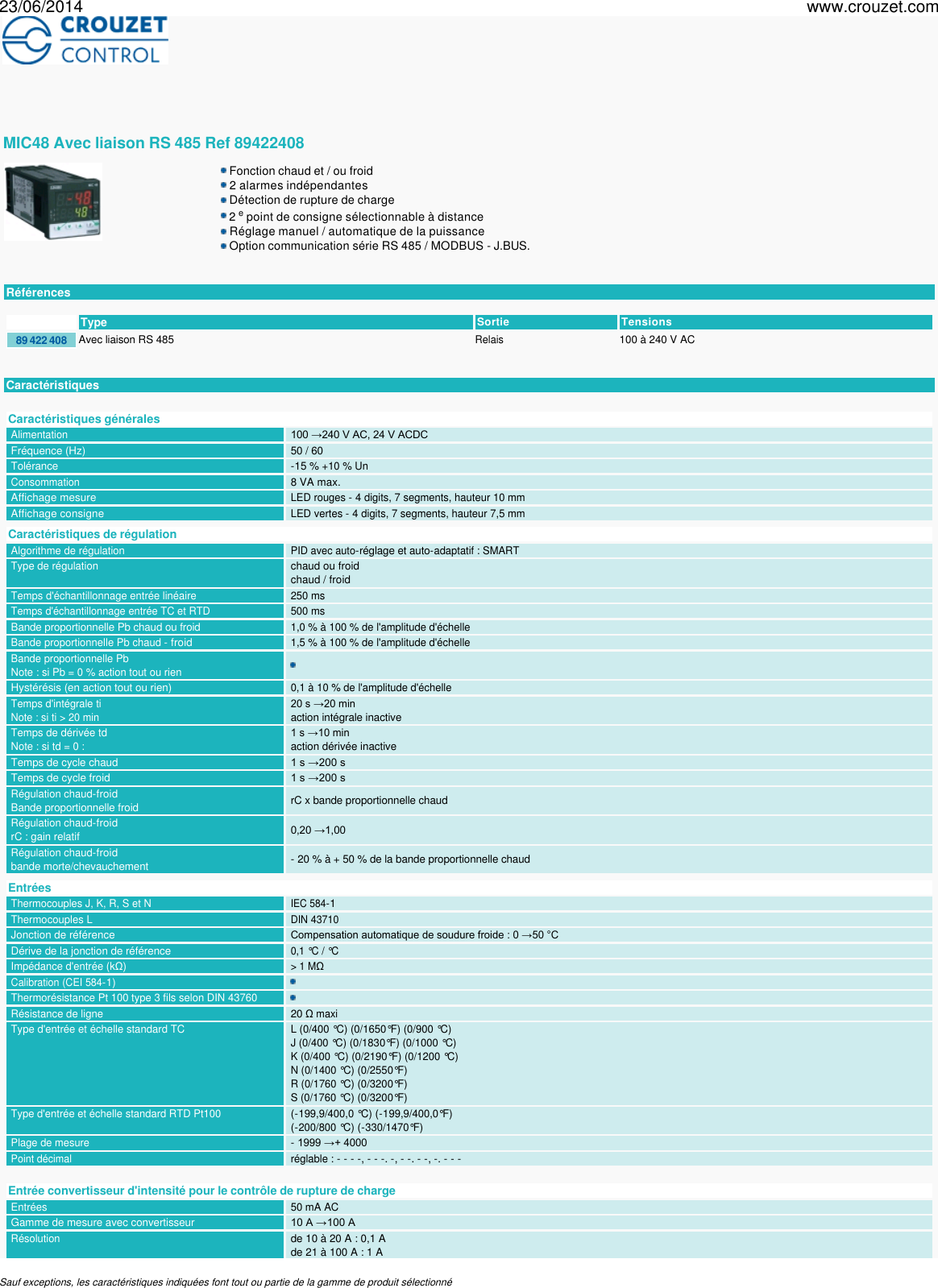 Regulateurs De Temperature Regulateur Mic 48 Mic48 Avec Liaison Rs 485 Ref