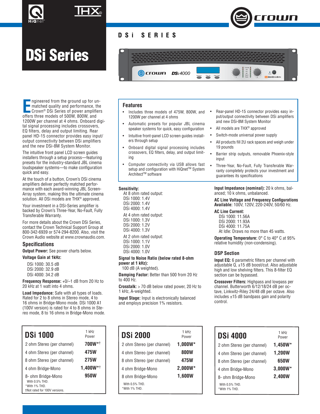 Page 1 of 2 - Crown-Audio Crown-Audio-Dsi-Series-Users-Manual-  Crown-audio-dsi-series-users-manual