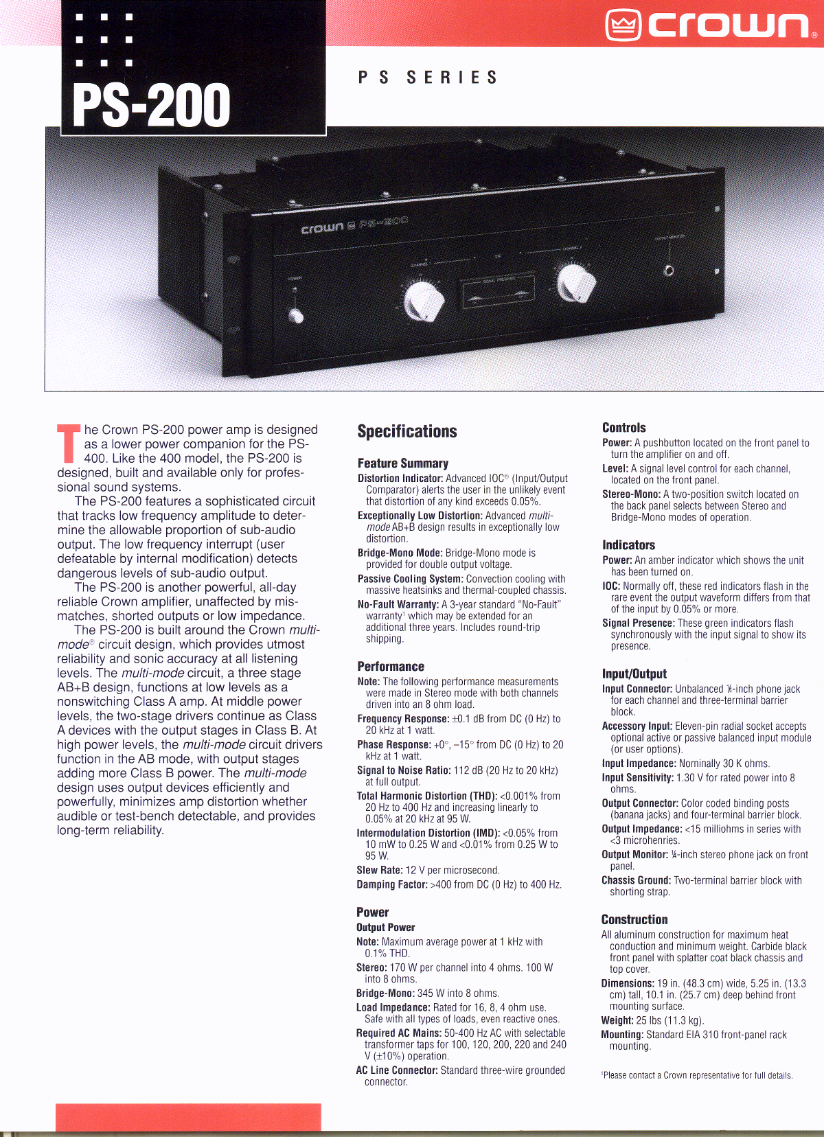 Page 1 of 2 - Crown-Audio Crown-Audio-Ps-200-Users-Manual-  Crown-audio-ps-200-users-manual