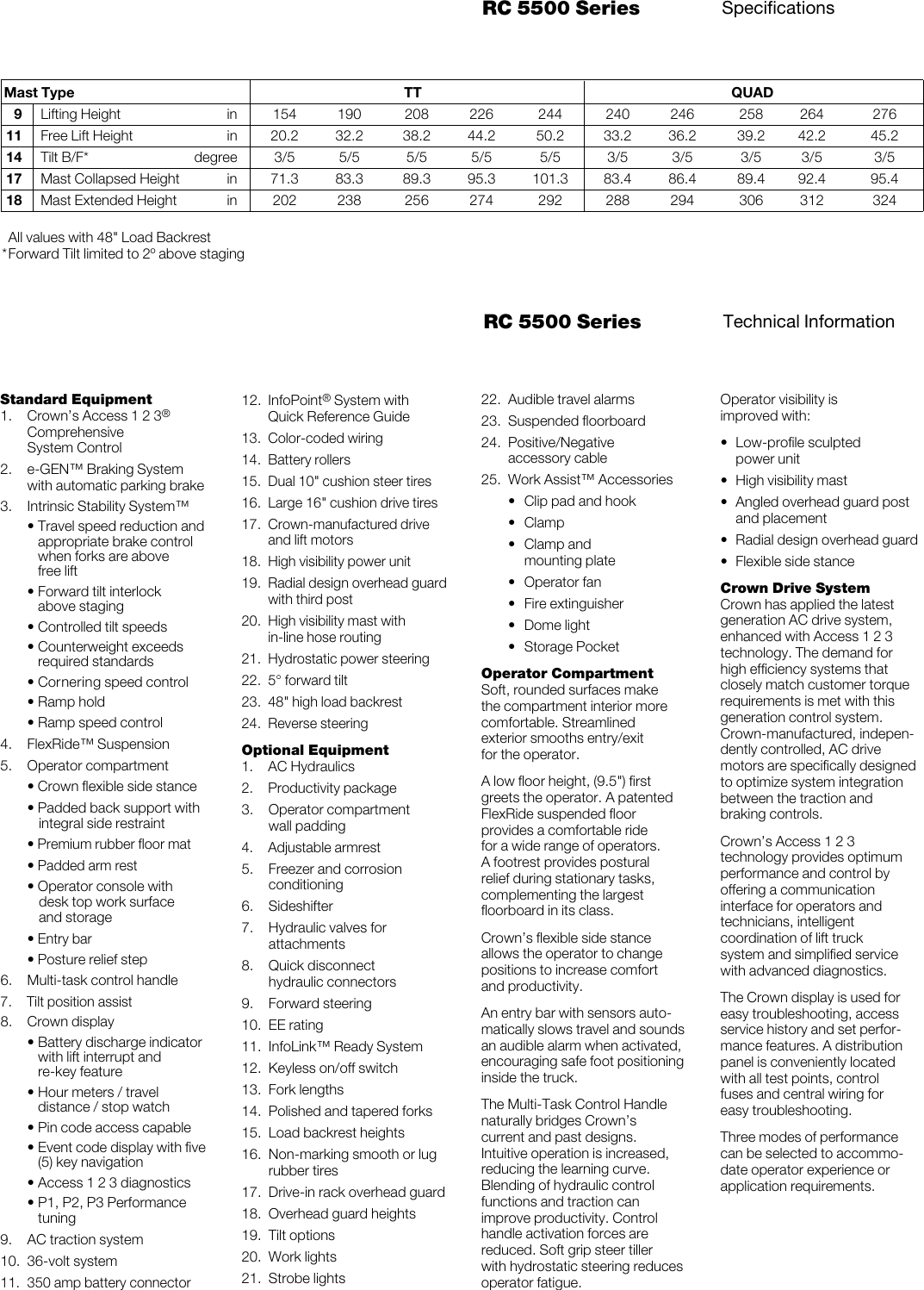 Page 4 of 6 - Crown-Equipment Crown-Equipment-Rc-5500-Series-Users-Manual- RC 5500 Series Product Specifications  Crown-equipment-rc-5500-series-users-manual