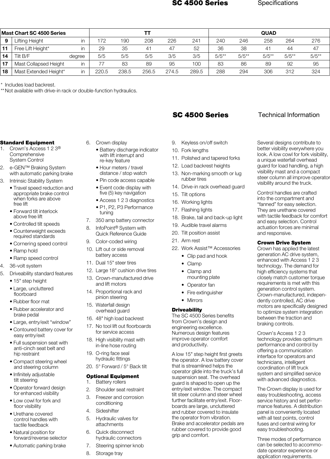 Page 4 of 6 - Crown-Equipment Crown-Equipment-Sc-4500-Series-Users-Manual- SC 4500 Series Product Specifications  Crown-equipment-sc-4500-series-users-manual