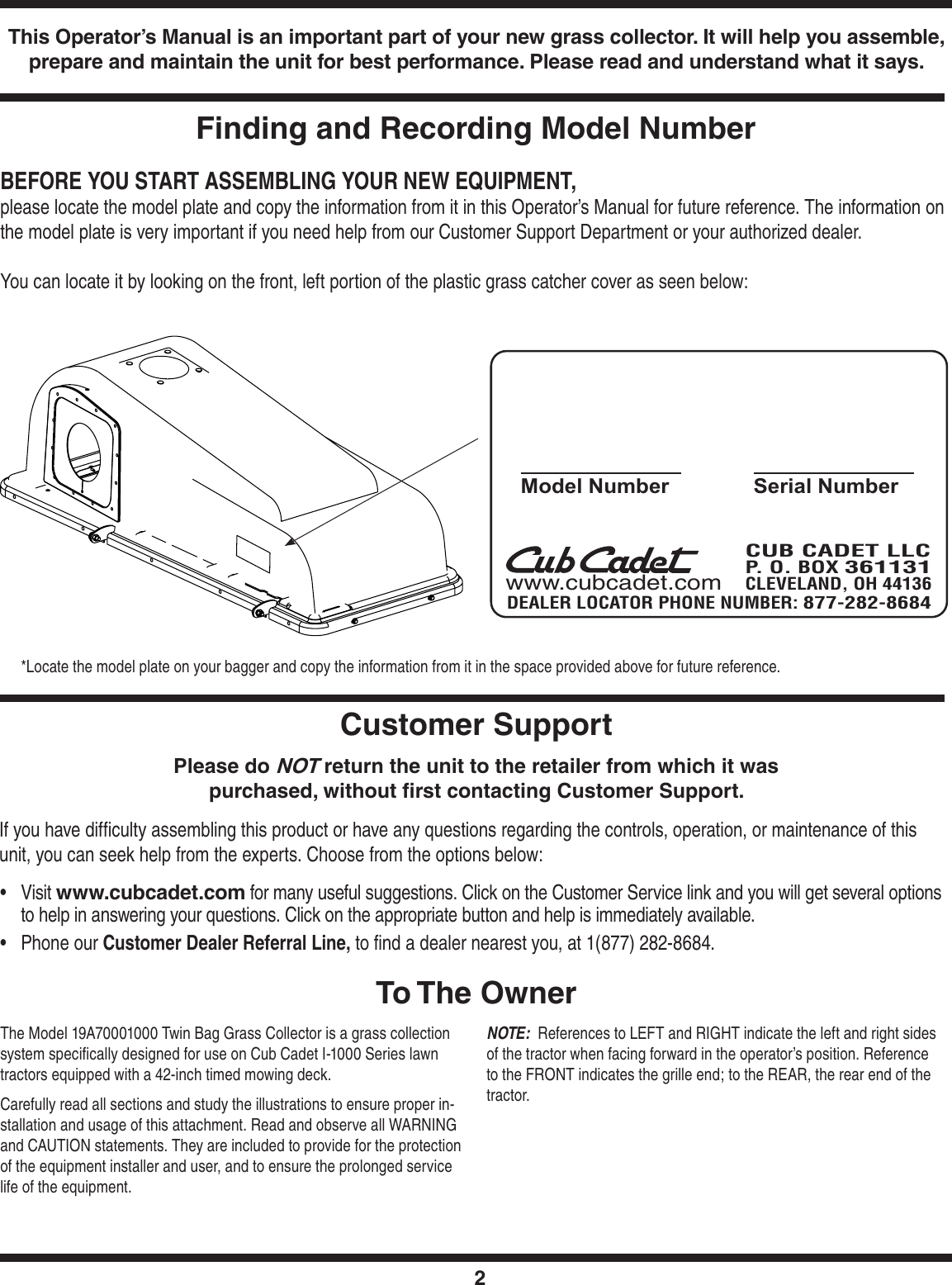 Page 2 of 12 - Cub-Cadet Cub-Cadet-19A70001000-Operators-Manual-  Cub-cadet-19a70001000-operators-manual