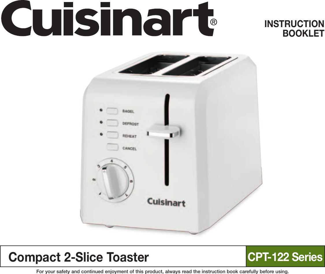 Page 1 of 9 - Cuisinart CPT-122 2 User Manual  To The 6b90e821-323e-432f-9ffa-dfab7bd58b56
