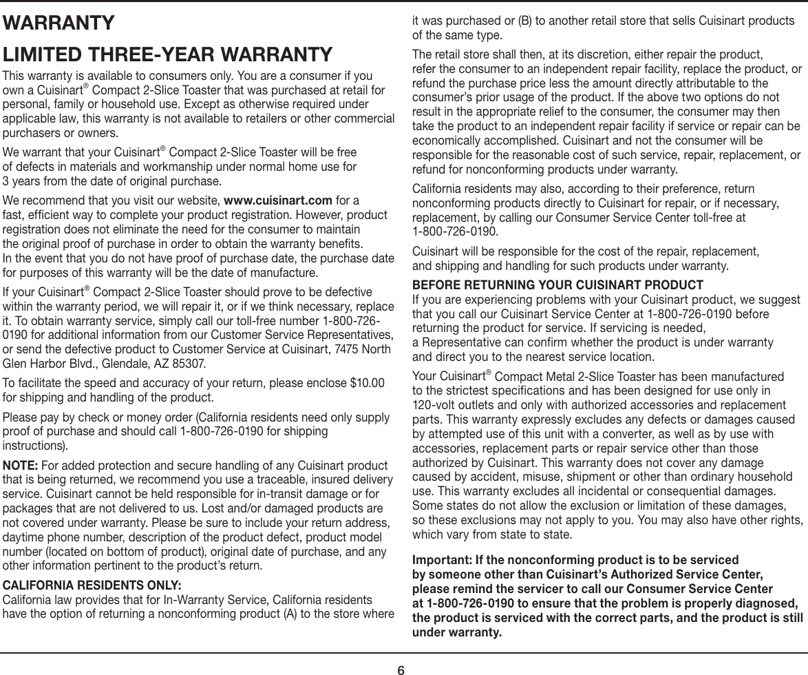 Page 6 of 9 - Cuisinart CPT-122 2 User Manual  To The 6b90e821-323e-432f-9ffa-dfab7bd58b56