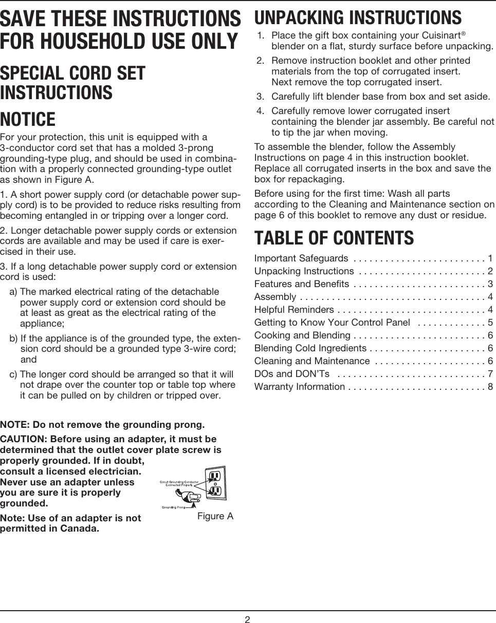 Page 4 of 10 - Cuisinart Cuisinart-Cuisinart-Blender-Blend-And-Cook-Soupmaker-Users-Manual- SBC1000 IB-10066B(LOW)[1]  Cuisinart-cuisinart-blender-blend-and-cook-soupmaker-users-manual