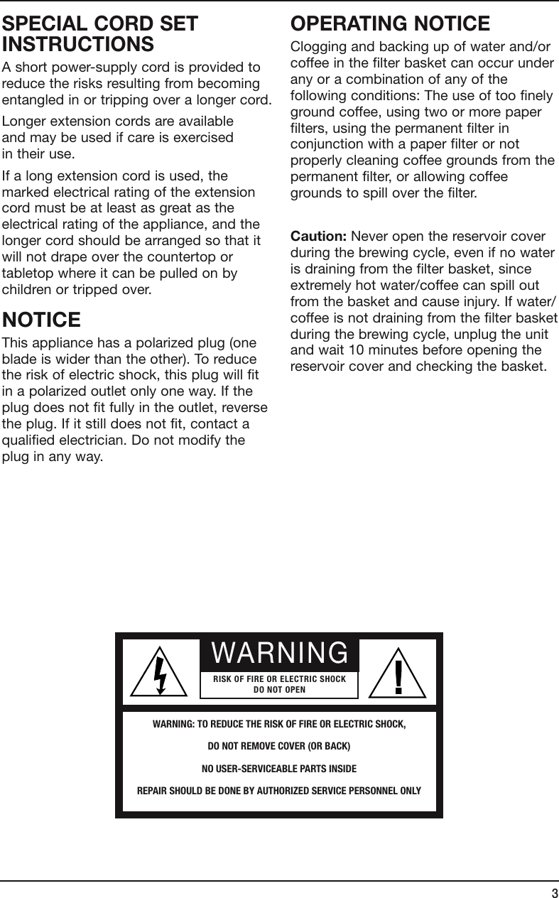 Page 3 of 12 - Cuisinart Cuisinart-Cuisinart-Coffeemaker-Cbc-1600-Users-Manual-  Cuisinart-cuisinart-coffeemaker-cbc-1600-users-manual