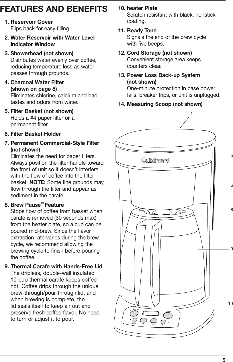 Page 5 of 12 - Cuisinart Cuisinart-Cuisinart-Coffeemaker-Cbc-1600-Users-Manual-  Cuisinart-cuisinart-coffeemaker-cbc-1600-users-manual