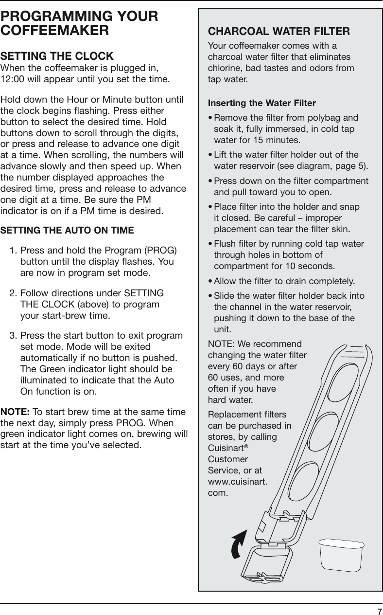 Page 7 of 12 - Cuisinart Cuisinart-Cuisinart-Coffeemaker-Cbc-1600-Users-Manual-  Cuisinart-cuisinart-coffeemaker-cbc-1600-users-manual