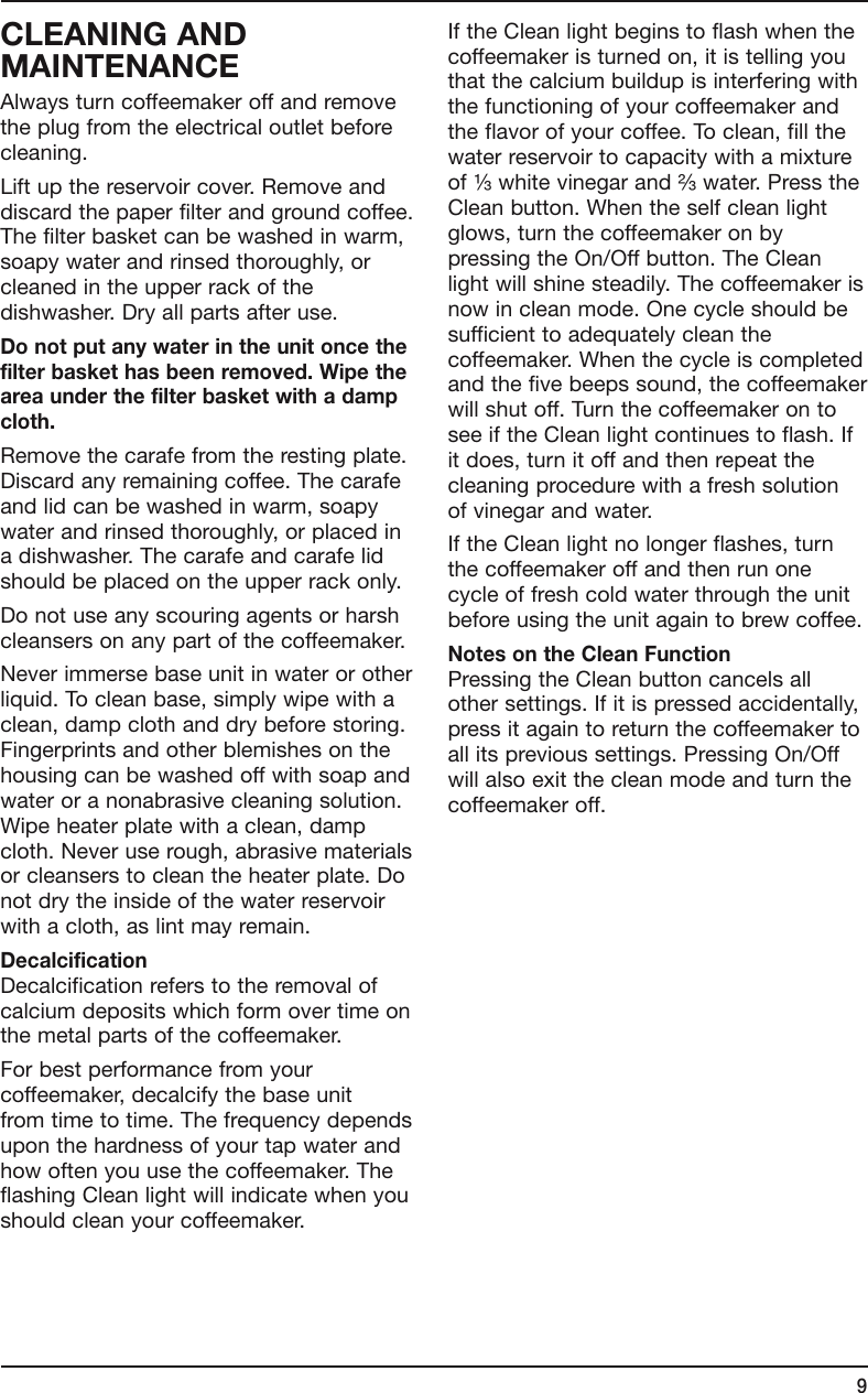 Page 9 of 12 - Cuisinart Cuisinart-Cuisinart-Coffeemaker-Cbc-1600-Users-Manual-  Cuisinart-cuisinart-coffeemaker-cbc-1600-users-manual