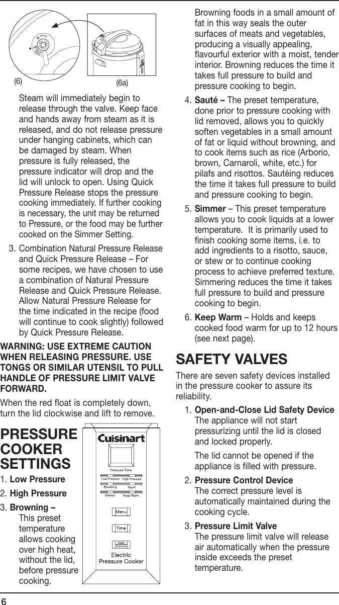 Page 6 of 9 - Cuisinart Cuisinart-Cuisinart-Electric-Pressure-Cooker-Cpc-600A-Users-Manual- 26677 CPC-600A IB  Cuisinart-cuisinart-electric-pressure-cooker-cpc-600a-users-manual