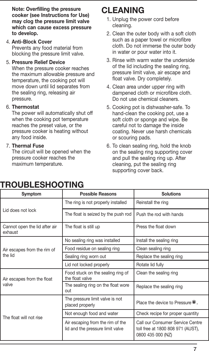 Page 7 of 9 - Cuisinart Cuisinart-Cuisinart-Electric-Pressure-Cooker-Cpc-600A-Users-Manual- 26677 CPC-600A IB  Cuisinart-cuisinart-electric-pressure-cooker-cpc-600a-users-manual