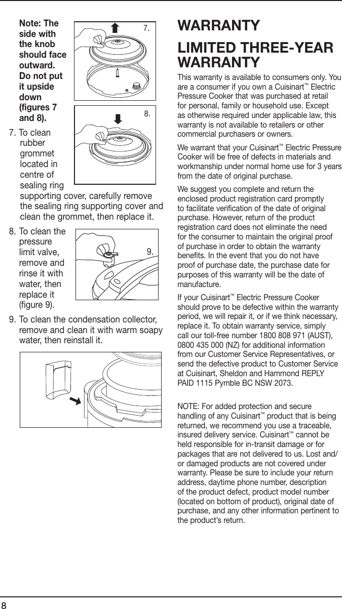 Page 8 of 9 - Cuisinart Cuisinart-Cuisinart-Electric-Pressure-Cooker-Cpc-600A-Users-Manual- 26677 CPC-600A IB  Cuisinart-cuisinart-electric-pressure-cooker-cpc-600a-users-manual