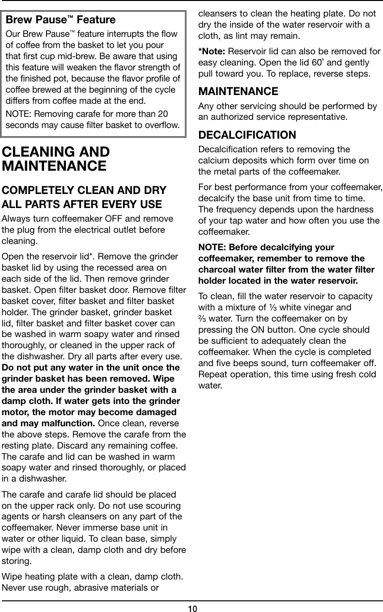 Page 10 of 12 - Cuisinart Cuisinart-Dgb-625-Users-Manual-  Cuisinart-dgb-625-users-manual