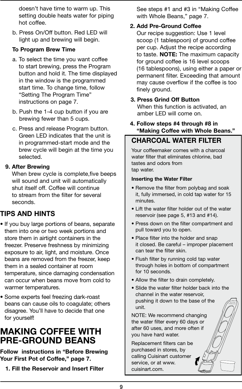 Page 9 of 12 - Cuisinart Cuisinart-Dgb-625-Users-Manual-  Cuisinart-dgb-625-users-manual