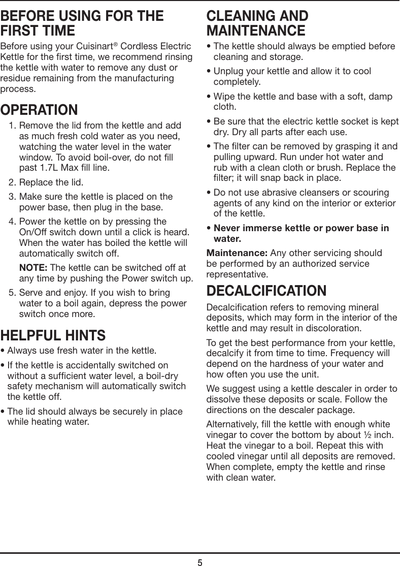 Page 5 of 9 - Cuisinart Cuisinart-Dk-17-Users-Manual-  Cuisinart-dk-17-users-manual