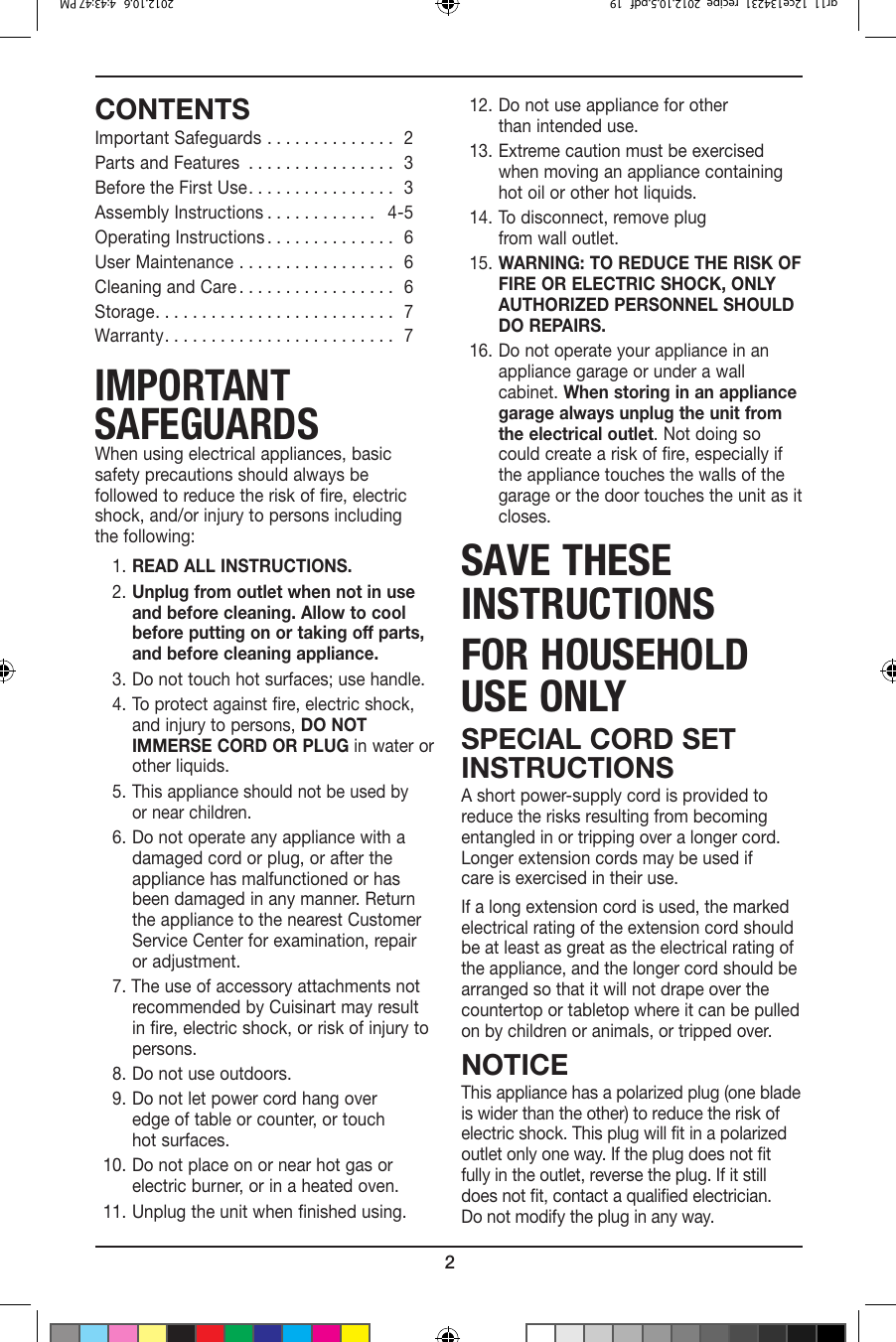 Page 2 of 8 - Cuisinart Cuisinart-Gr-11-Users-Manual-  Cuisinart-gr-11-users-manual