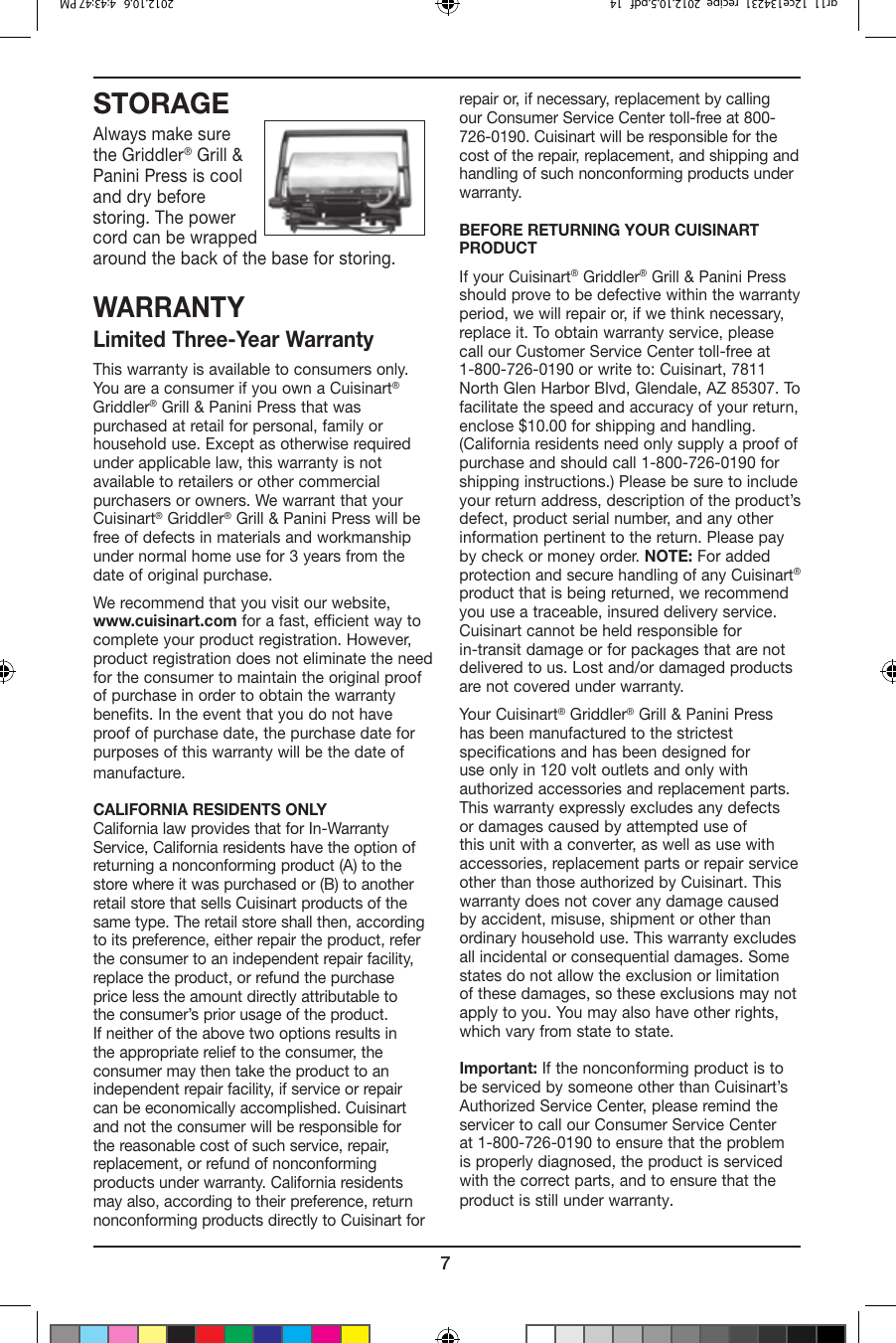 Page 7 of 8 - Cuisinart Cuisinart-Gr-11-Users-Manual-  Cuisinart-gr-11-users-manual