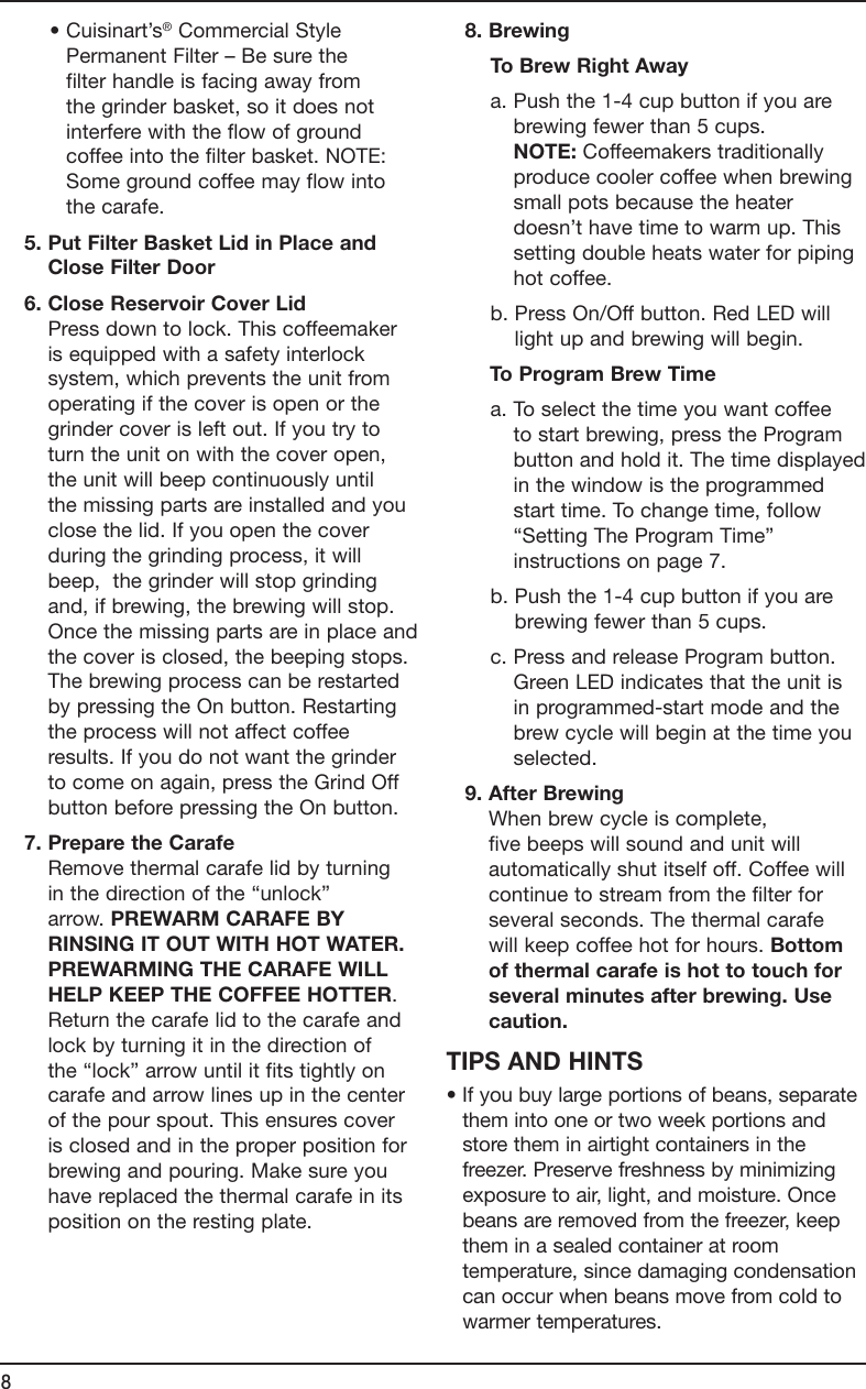 Cuisinart Grind And Brew Thermal Dgb 650 Users Manual 09CE17183_dgb650bc_ib