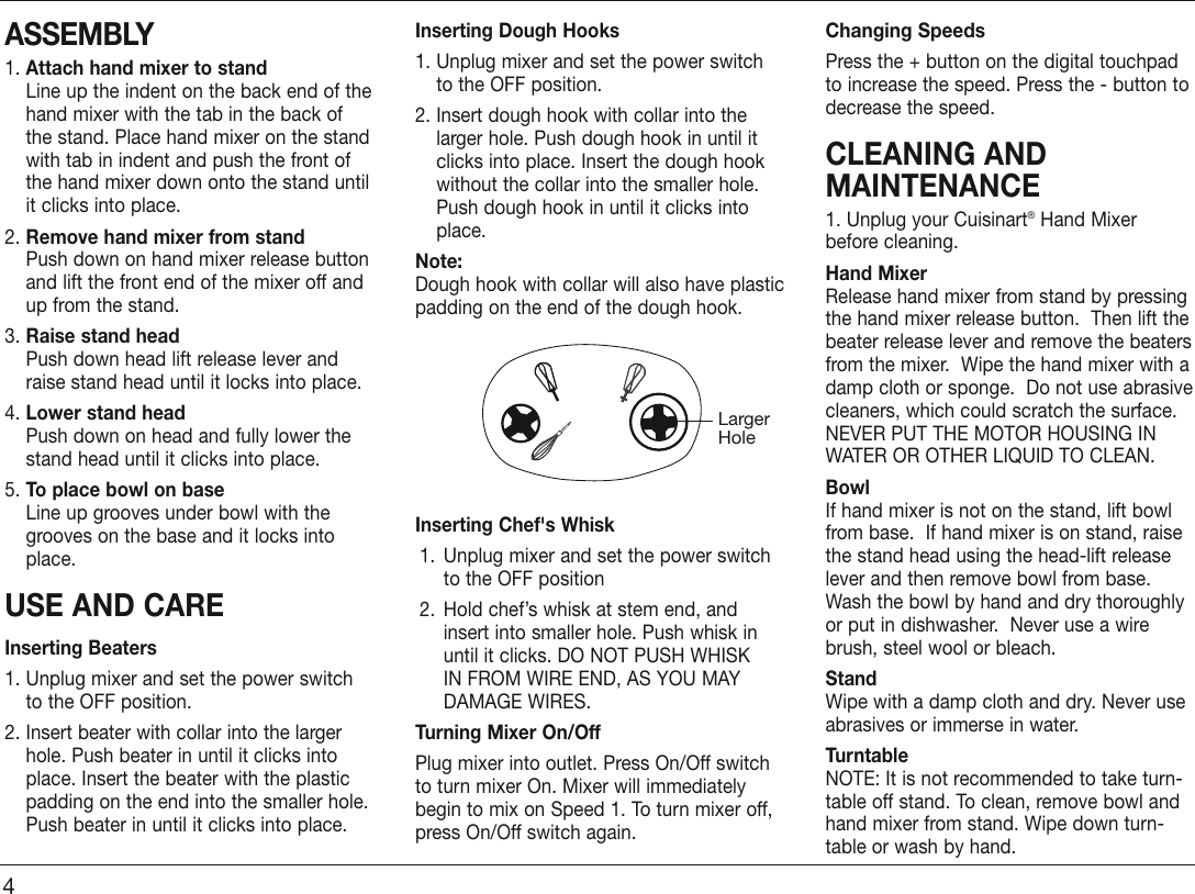 Page 4 of 7 - Cuisinart Cuisinart-Hsm-70-Users-Manual-  Cuisinart-hsm-70-users-manual