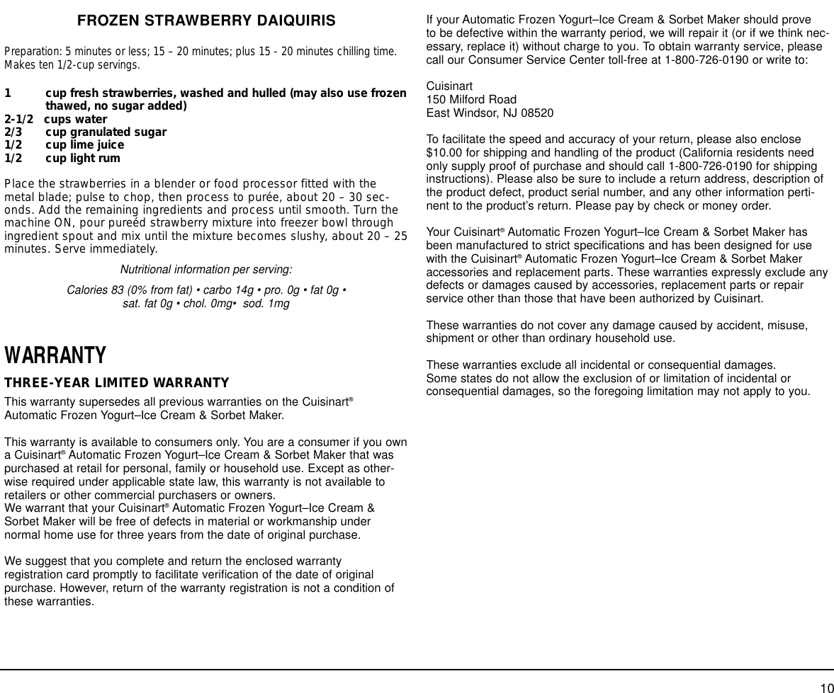 Page 11 of 12 - Cuisinart Cuisinart-Ice-20-Series-Users-Manual-  Cuisinart-ice-20-series-users-manual