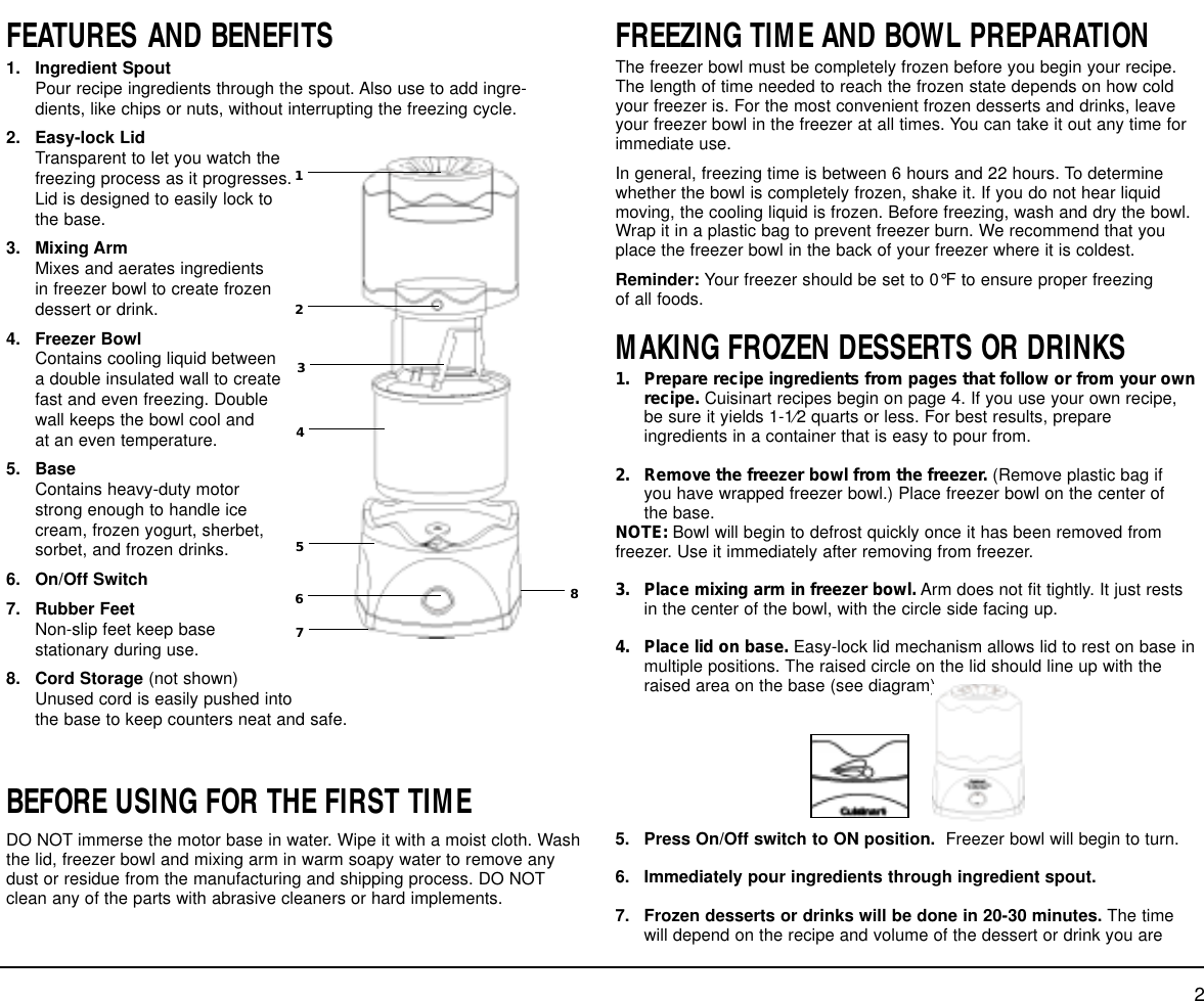 Page 3 of 12 - Cuisinart Cuisinart-Ice-20-Series-Users-Manual-  Cuisinart-ice-20-series-users-manual