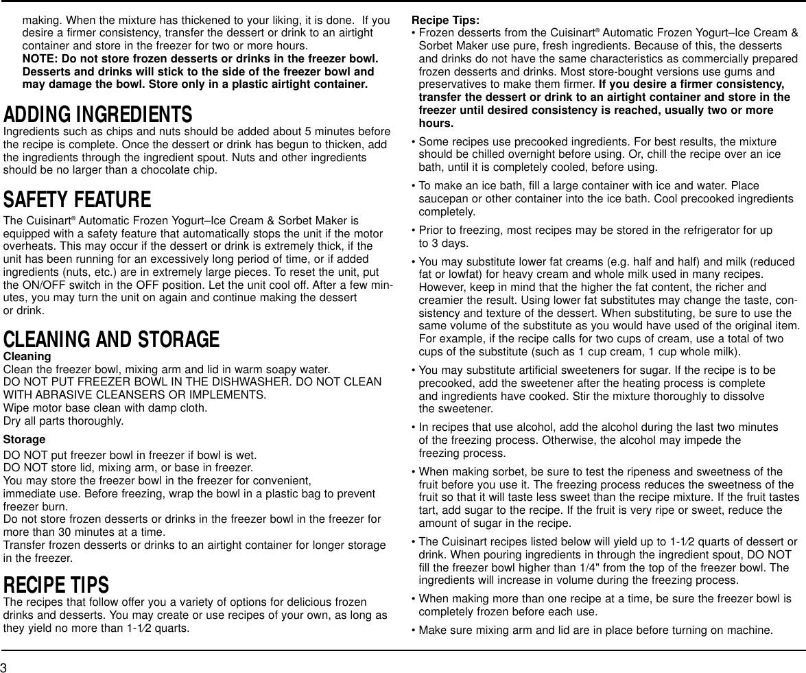 Page 4 of 12 - Cuisinart Cuisinart-Ice-20-Series-Users-Manual-  Cuisinart-ice-20-series-users-manual