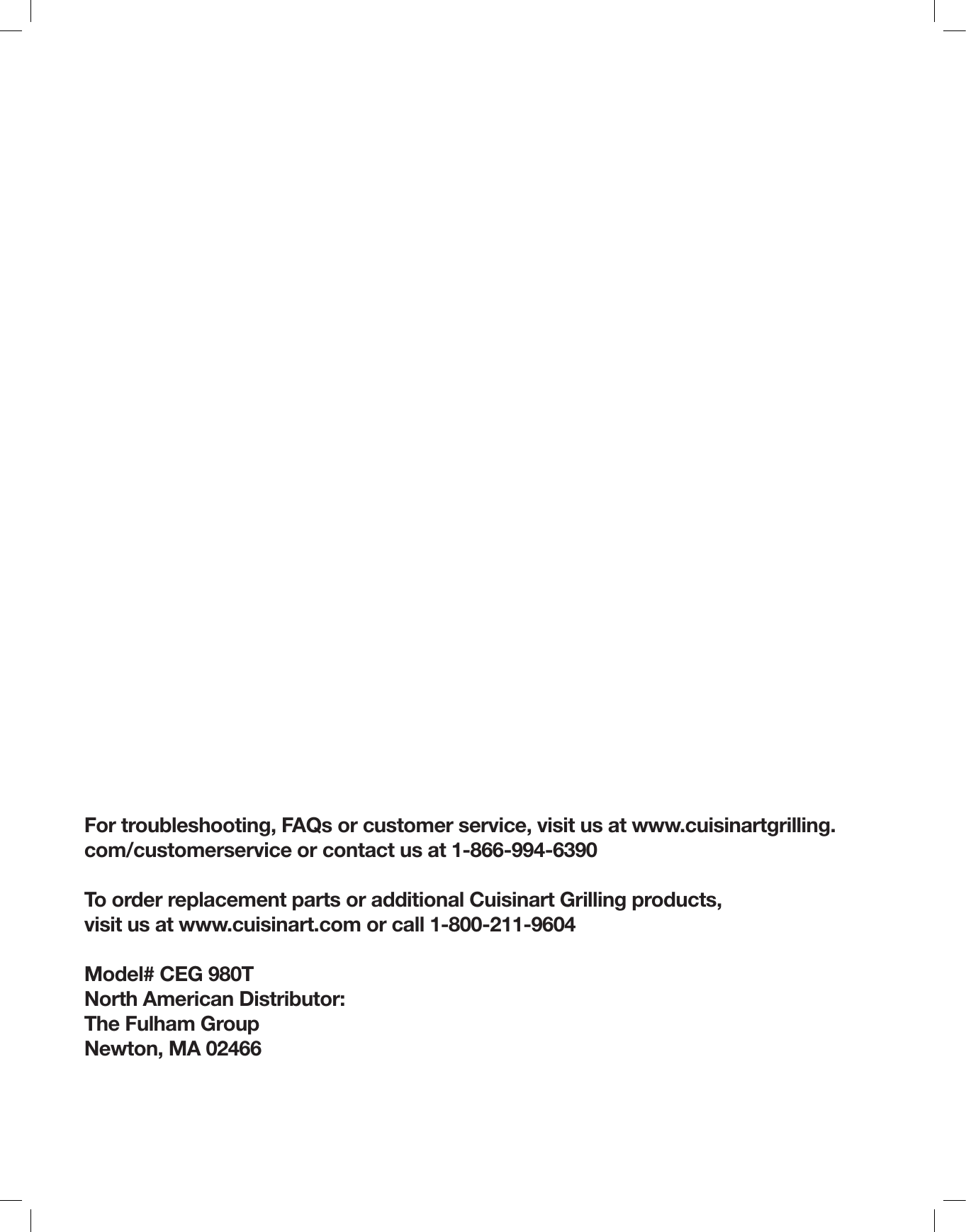 Page 7 of 7 - Cuisinart Cuisinart-Portable-Electric-Grill-Ceg-980T-Users-Manual- Cuisinart-portable-electric-grill-ceg-980t-users-manual