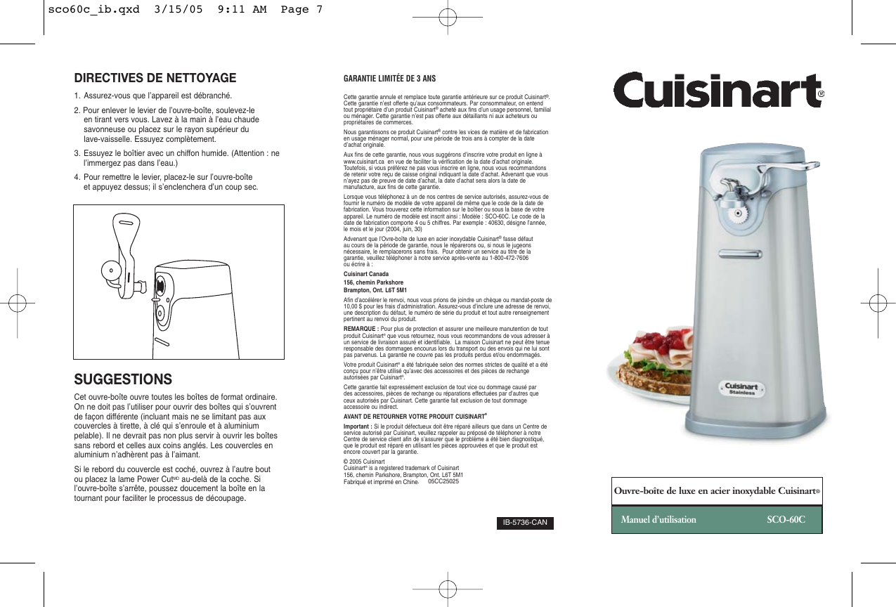 Page 3 of 4 - Cuisinart Cuisinart-Sco-60C-Users-Manual- Print Sco60c_ib  Cuisinart-sco-60c-users-manual