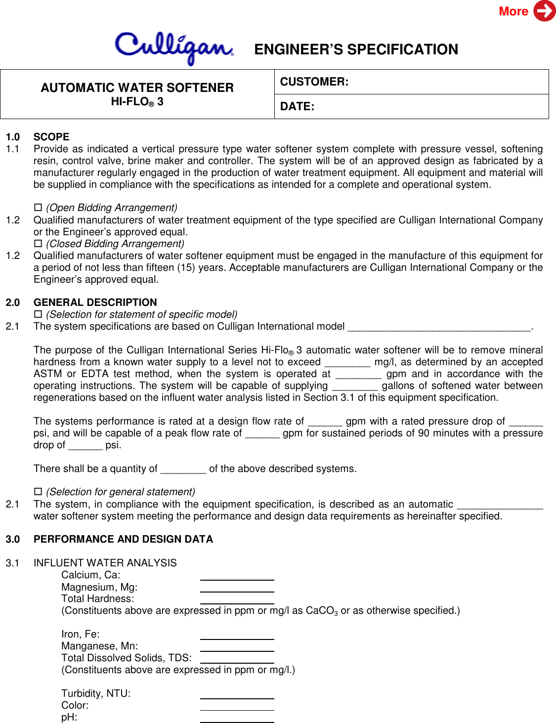 Page 6 of 9 - Culligan Culligan-Automatic-Water-Softeners-Users-Manual- Hi-Flo 3 Softeners  Culligan-automatic-water-softeners-users-manual