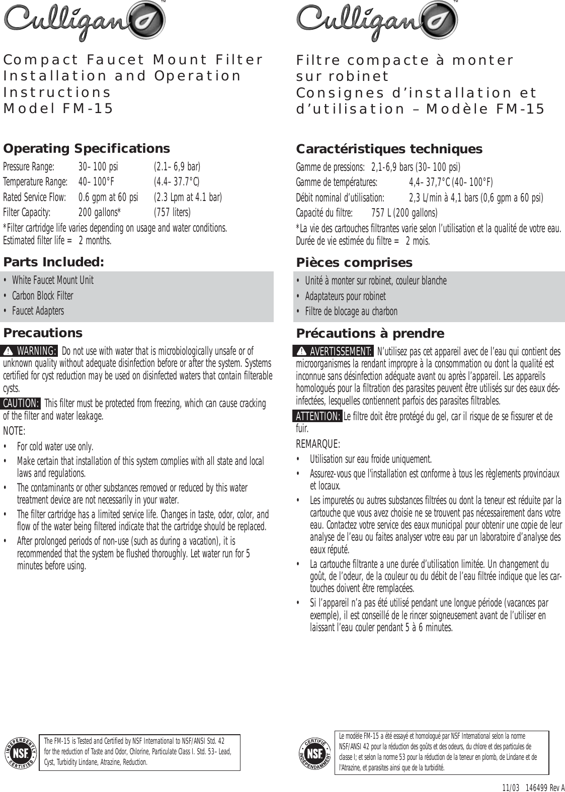 Page 1 of 4 - Culligan Culligan-Fm-15-Users-Manual- Culligan-fm-15-users-manual