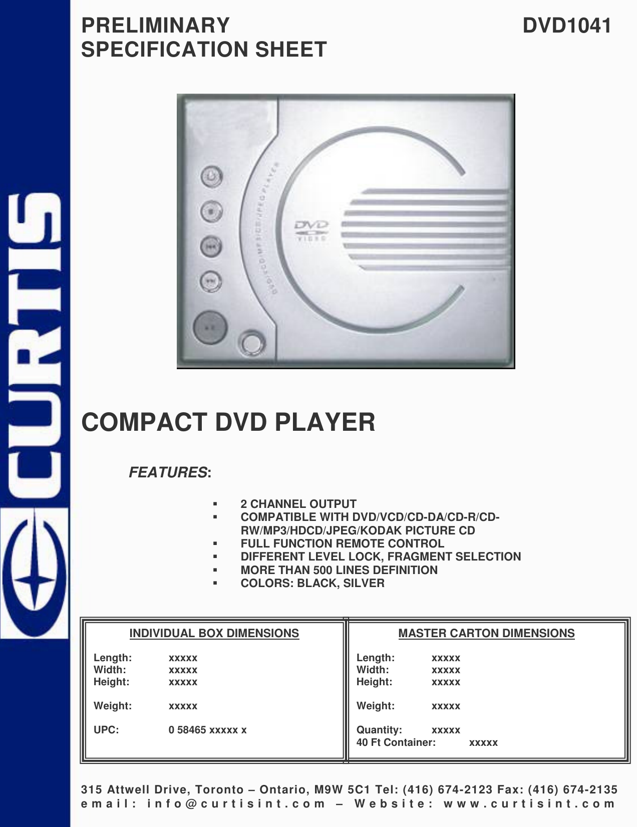 Page 1 of 1 - Curtis Curtis-Dvd1041-Users-Manual Dvd1041