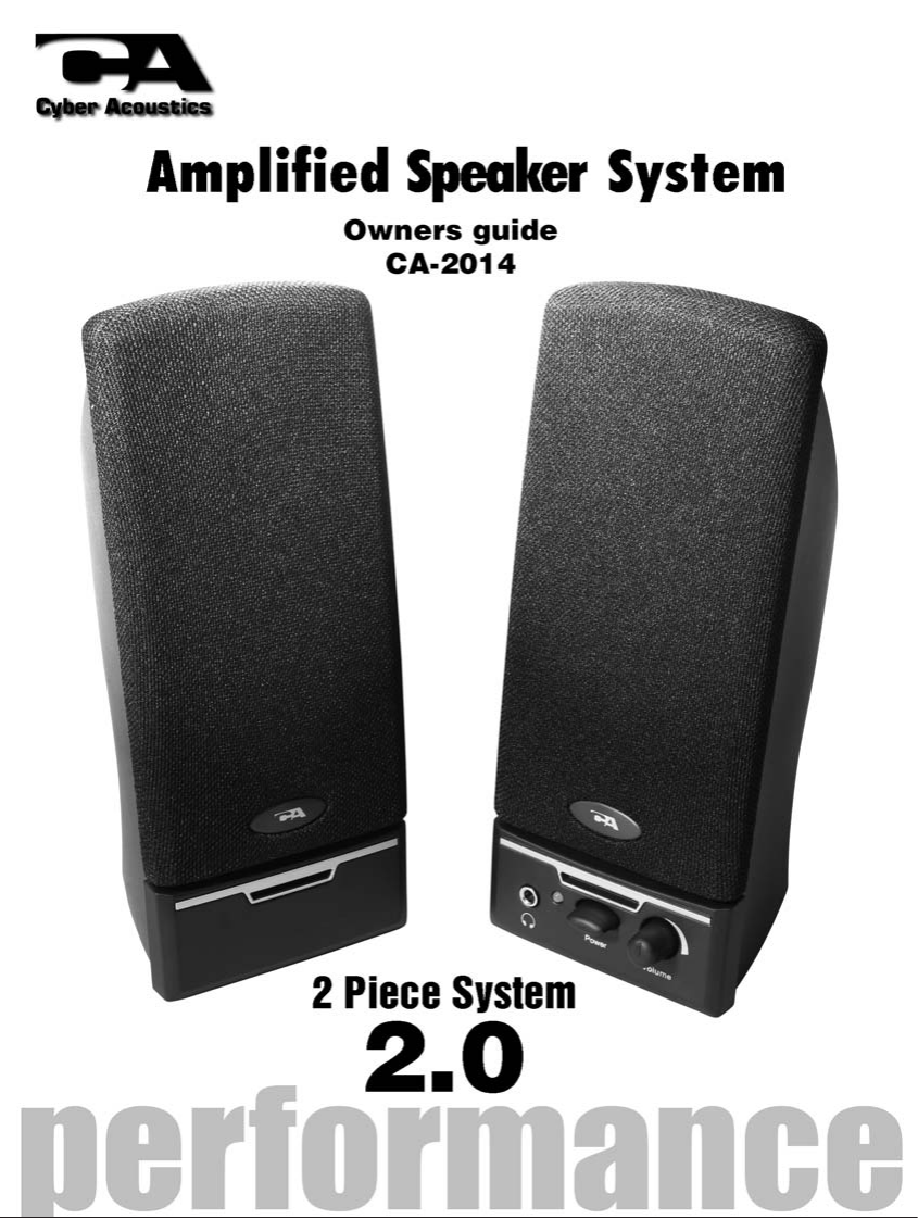 Page 1 of 12 - Cyber-Acoustics Cyber-Acoustics-Amplified-Speaker-System-Ca-2014-Users-Manual- Ca2014 Manual_3rd.FH9  Cyber-acoustics-amplified-speaker-system-ca-2014-users-manual