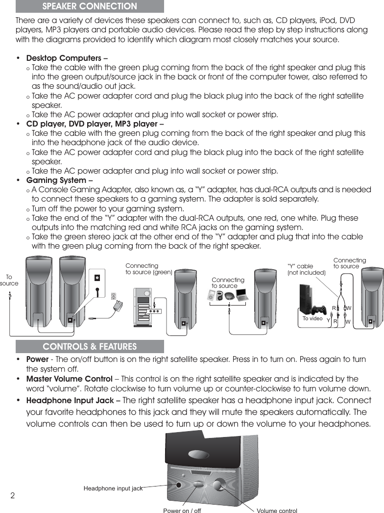 Page 4 of 12 - Cyber-Acoustics Cyber-Acoustics-Amplified-Speaker-System-Ca-2014-Users-Manual- Ca2014 Manual_3rd.FH9  Cyber-acoustics-amplified-speaker-system-ca-2014-users-manual
