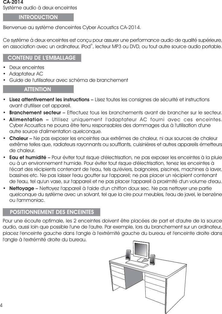 Page 6 of 12 - Cyber-Acoustics Cyber-Acoustics-Amplified-Speaker-System-Ca-2014-Users-Manual- Ca2014 Manual_3rd.FH9  Cyber-acoustics-amplified-speaker-system-ca-2014-users-manual