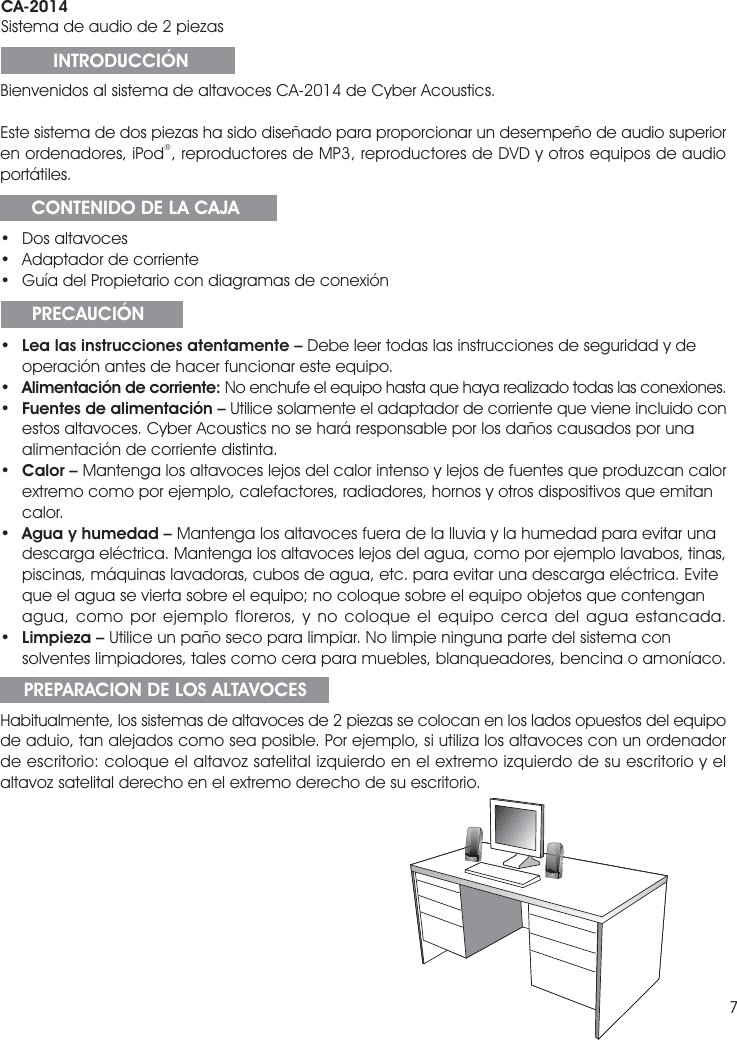Page 9 of 12 - Cyber-Acoustics Cyber-Acoustics-Amplified-Speaker-System-Ca-2014-Users-Manual- Ca2014 Manual_3rd.FH9  Cyber-acoustics-amplified-speaker-system-ca-2014-users-manual