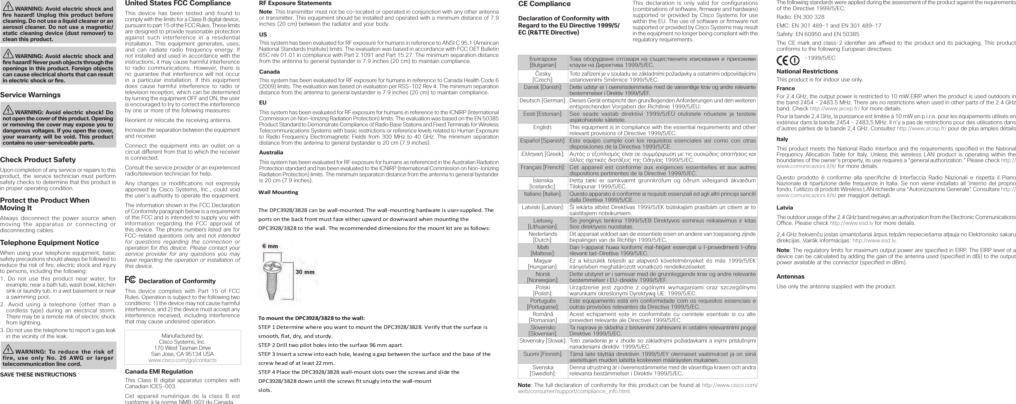 Page 2 of CyberTAN Technology CVW321A1CI DOCSIS 3.0 GATEWAY, DOCSIS 3.0 VOICE GATEWAY User Manual 78 100378 01A0 indd