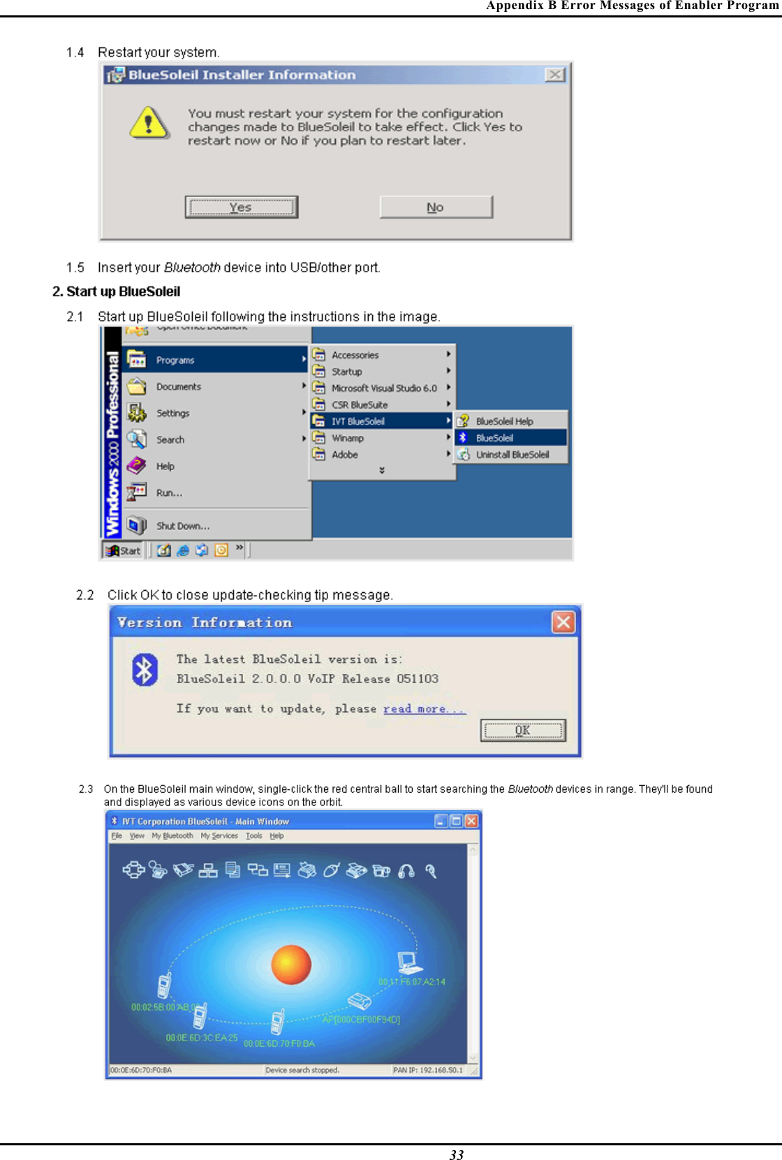 Appendix B Error Messages of Enabler Program  33    